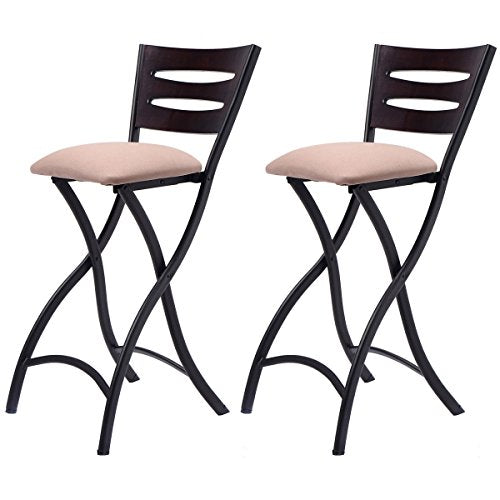 COSTWAY Set of 2 Folding Bar Stools Counter Height Bistro Dining Kitchen Pub Chair