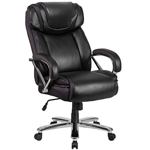 Flash Furniture Hercules Series High-Back Swivel LeatherSoft Office Chair with Extra Wide Seat, Ergonomic Executive Chair with Headrest and Adjustable Height, Black