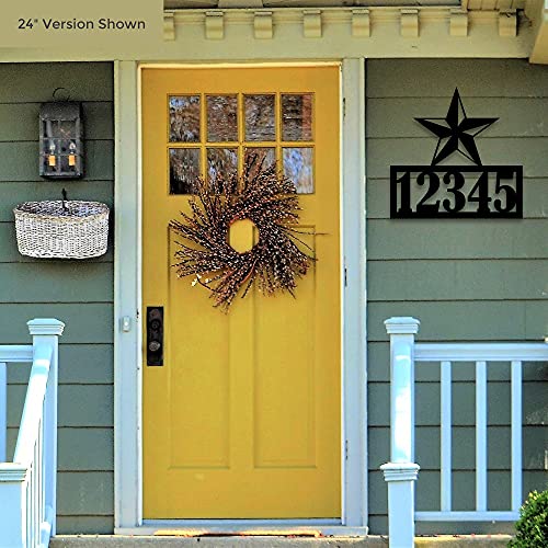 Personalized Navigational Star Metal House Number Address Plaque | Red, Black, or Silver | Custom North Star Street Address Metal Wall Sign Wall Art Customized Address Marker - Made in USA