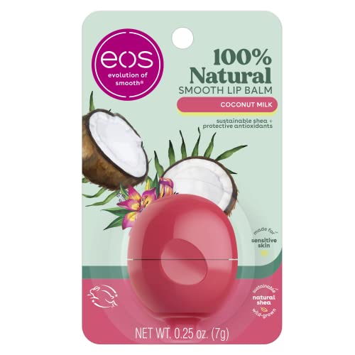 eos 100% Natural Lip Balm- Coconut Milk, All-Day Moisture, Made for Sensitive Skin, Lip Care Products, 0.25 oz