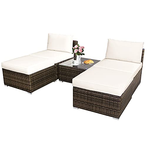 COSTWAY 5PCS Patio Rattan Wicker Furniture Set Armless Sofa Ottoman Cushioned Garden