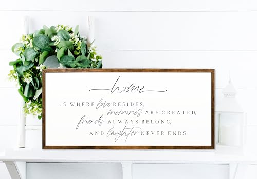 10x20 inches, Home Is Where Love Resides Wooden Sign | Rustic Handmade Wall Art | Inspirational Quote Decor | Farmhouse Style | Family Memories | Unique Gift Idea | Distressed Wood
