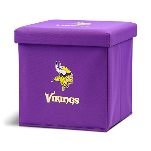 Franklin Sports NFL Minnesota Vikings Storage Ottoman with Detachable Lid 14 x 14 x 14 - Inch