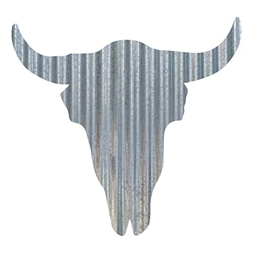 Rustic 3D Corrugated Metal Animal Signs (Cow Skull, 12 Inch)