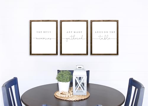 16x24 inches Set of 3, The Best Memories Are Made Gathered Around The Table | dining room wall decor | kitchen wall decor | kitchen wall art | dining room wall art | Wood Signs