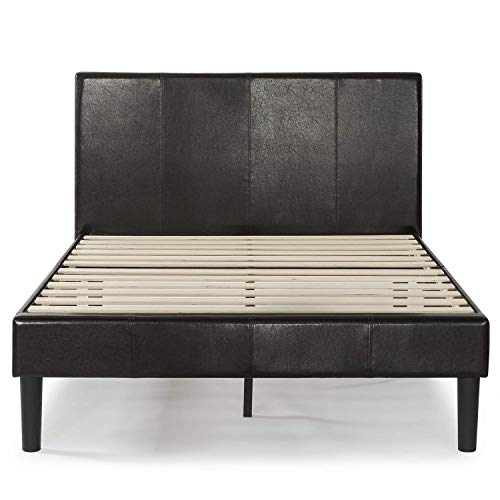 Zinus Gerard Faux Leather Upholstered Platform Bed Frame / Mattress Foundation / Wood Slat Support / No Box Spring Needed / Easy Assembly, King