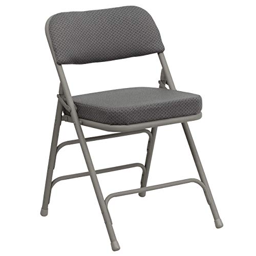 Flash Furniture HERCULES Series Metal Folding Chairs with Padded Seats | Set of 4 Gray Metal Folding Chairs