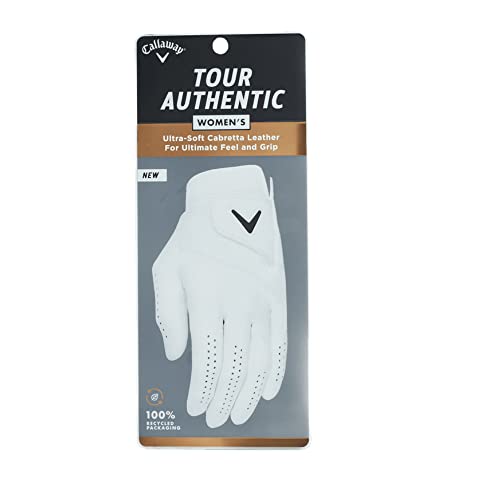 Callaway Golf 2022 Women's Tour Authentic Glove (White, Standard Large, Worn on Right Hand)