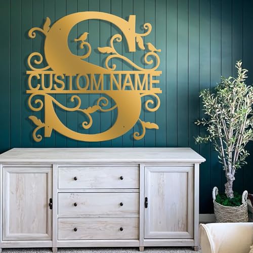 Custom Metal Signs Metal Name Sign Metal Wall Art Split Letter Monogram Wall Decor Metal Wall Art Last Name Sign Family Name Sign Personalized Wedding Gift Fire Pit Sign Outdoor Decor Cabin Sign - S