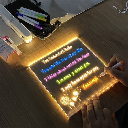 LED Lamp Acrylic Message Note Board Erasable USB Children?s Drawing Board Bedroom Night Light Birthday Kids Gift