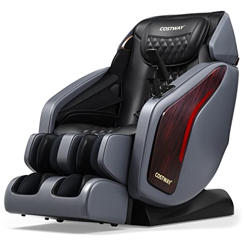 COSTWAY Massage Chair 3D SL Track, Full Body Zero Gravity Shiatsu Recliner with Body Scan, 28 Airbags, Back Heater, Bluetooth Speaker, Foot Roller, Shoulder Scan, Thai Yoga Stretch, Space-Saving