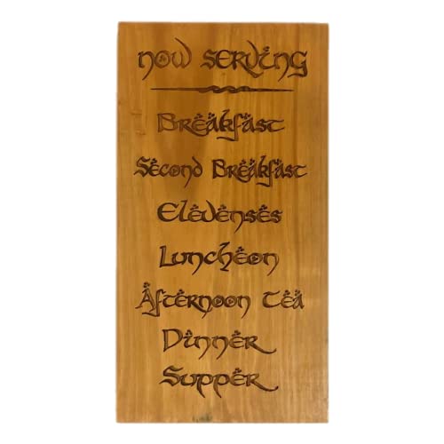 MENU Hobbit Lord of the Rings Inspired Sign Plaque Tolkien LOTR Home Kitchen Decor Gift Engraved Gandalf Seven Daily Meals Second Breakfast