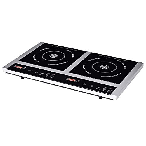 Costway Double Hot Plate, Portable Electric Induction Cooker Double Cooktop, Digital Display Countertop Burner