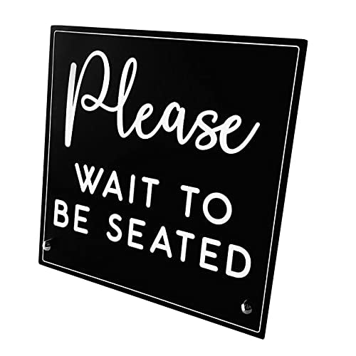 Please Wait To Be Seated Business Freestanding Counter Top Sign | Custom Coffee Shop Restaurant Bakery Ice Cream Stand | Cafe Decor Display Hostess Stand