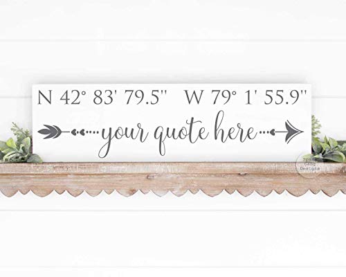 Personalized GPS Sign with Latitude and Longitude Coordinates | 20" x 6" Wood Sign | Personalized with YOUR info + GPS Coordinates | 3 Color Choices