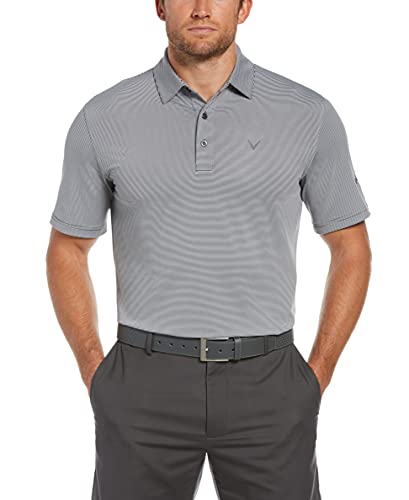 Callaway Men's Pro Spin Fine Line Short Sleeve Golf Shirt (Size X-Small-4X Big & Tall), Asphalt, Small