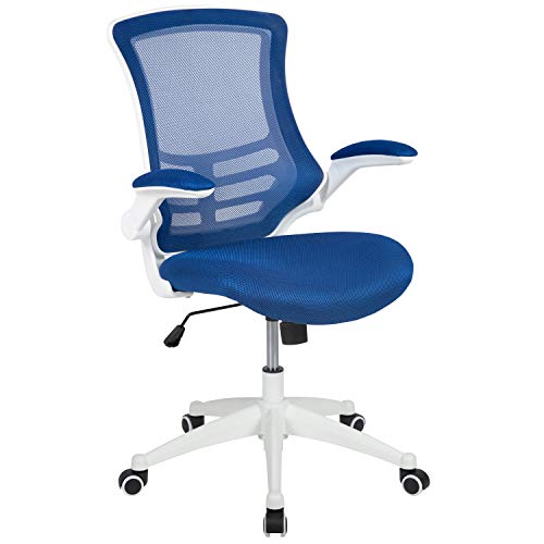 Flash Furniture Kelista Office Chair, Ergonomic, Mid-Back, White Frame, Blue Mesh with Swivel