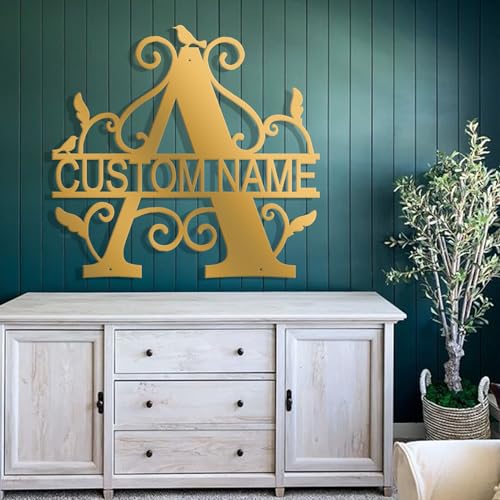 Custom Metal Signs Metal Name Sign Metal Wall Art Split Letter Monogram Wall Decor Metal Wall Art Last Name Sign Family Name Sign Personalized Wedding Gift Fire Pit Sign Outdoor Decor Cabin Sign - A