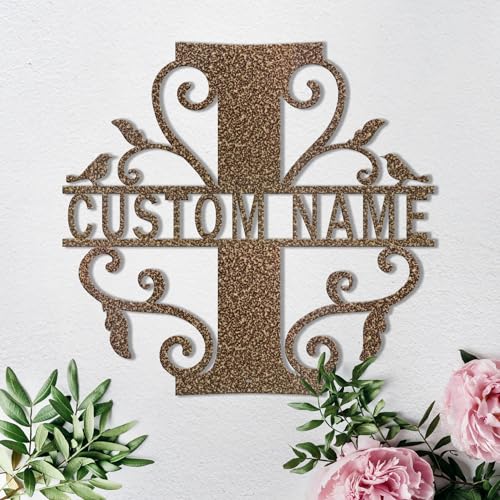 Custom Metal Signs Metal Name Sign Metal Wall Art Split Letter Monogram Wall Decor Metal Wall Art Last Name Sign Family Name Sign Personalized Wedding Gift Fire Pit Sign Outdoor Decor Cabin Sign - I