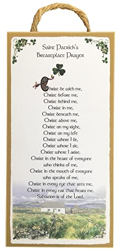 Saint Patrick's Breastplate Prayer - Irish Blessing - 5x10 Inch Hanging Wooden Plaque