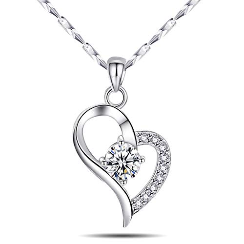 COSTWAY Mother Daughter Necklace Mothers Day Jewelry Birthday Gift with Cards Silver (Heart 4)