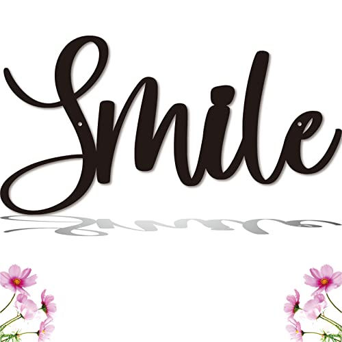 Smile Metal Sign, Smile Wall Decor,Smile Signs Wall Art,Smile Cutout Letters Hanging for Home, Office, Living Room Decor