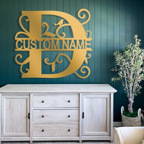 Custom Metal Signs Metal Name Sign Metal Wall Art Split Letter Monogram Wall Decor Metal Wall Art Last Name Sign Family Name Sign Personalized Wedding Gift Fire Pit Sign Outdoor Decor Cabin Sign - D