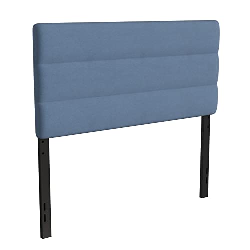 Flash Furniture Paxton Upholstered Headboard - Channel Stitched Blue Fabric Upholstery - Full - Adjustable Height from 44.5" to 57.25" From Floor