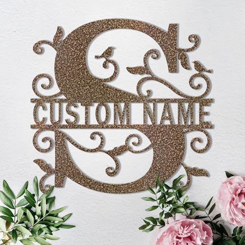 Custom Metal Signs Metal Name Sign Metal Wall Art Split Letter Monogram Wall Decor Metal Wall Art Last Name Sign Family Name Sign Personalized Wedding Gift Fire Pit Sign Outdoor Decor Cabin Sign - S