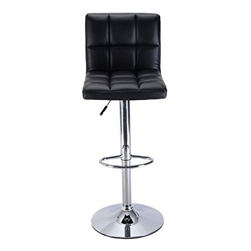 COSTWAY Furniture Swivel PU Leather Barstools Chair Adjustable Hydraulic Counter Bar Stool Pub Home Office (Black)