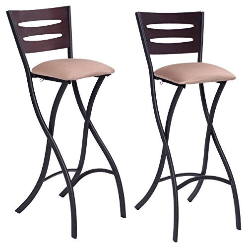 COSTWAY Set of 2 Folding Counter Bar Stools Bistro Dining Kitchen Pub Chair Furniture, 29.9"