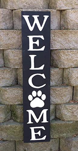 Pets Paw Welcome Sign - Vertical Dog Print Decor