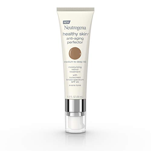 Neutrogena Healthy Skin Anti-Aging Perfector Tinted Facial Moisturizer and Retinol Treatment with Broad Spectrum SPF 20 Sunscreen with Titanium Dioxide, 60 Medium to Deep, 1 fl. oz