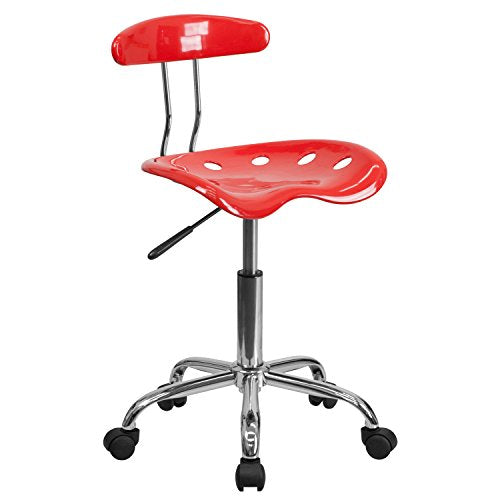 Flash Furniture Elliott Vibrant Cherry Tomato and Chrome Swivel Task Office Chair with Tractor Seat