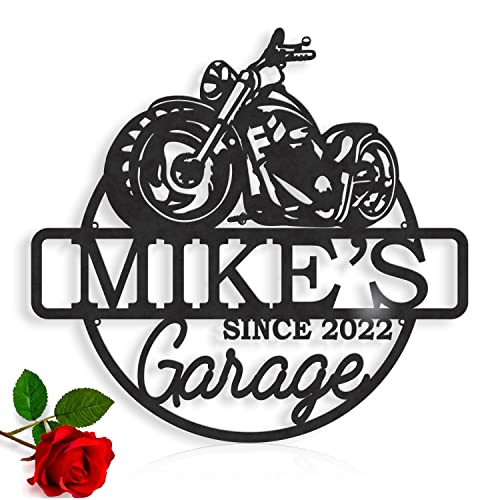 Personalized Motorcycle Garage Sign, Custom Metal Name Sign, Handmade Motor Bike Hanging Plaque Harley Davidson Metal Wall Art, Man Cave Decor, Gift for Biker, Housewarming, Gift for Him, Cafe Racer