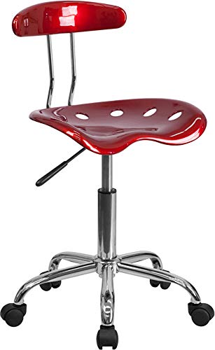 Flash Furniture Elliott Vibrant Wine Red and Chrome Swivel Task Office Chair with Tractor Seat