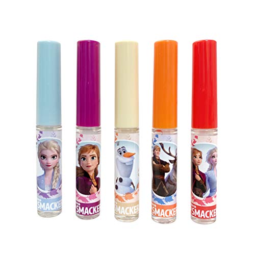 Lip Smacker Disney Frozen II Liquid 5-Piece Party Pack Northern Blue Raspberry, Born to Lead Lychee, Stronger Strawberry, Vanilla Snow-it-all, Wilderness Peach