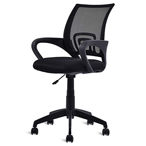 COSTWAY Ergonomic Office Chair with Adjustable Swivel, Computer Desk Chair Executive Mesh Task Chair with Armrests Adjustable Height Ideal for Home Office