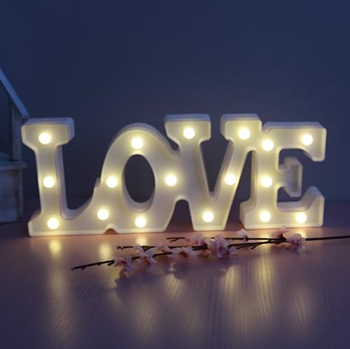 Star Marquee Sign Lights, LED Marquee Letter Lights Sign Marquee Night Light for Kids Room Lamp Battery Operated (White Love)