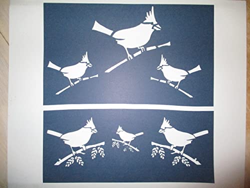 Vintage look 6 CARDINALS cardinal bird branch winter new calligraphy cardstock STENCIL primitive antique look style YOU RECEIVE QTY 2