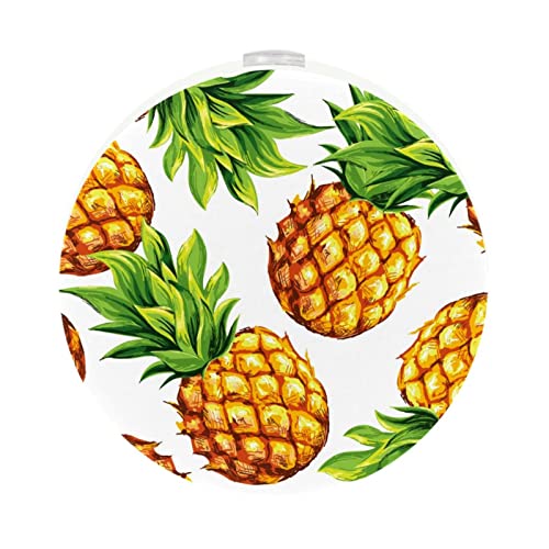 2 Pack Plug-in Nightlight LED Night Light with Dusk-to-Dawn Sensor for Kids Room, Nursery, Kitchen, Hallway Paint Pineapple Green Leaves Summer