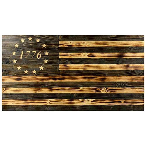 Betsy Ross 1776 Handmade American Wooden Flag Natural Finish Indoor And Outdoor Use Patriotic Wall Art Made In The USA