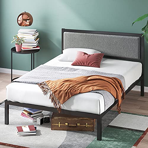 ZINUS Korey Metal Platform Bed Frame with Upholstered Headboard, Wood Slat Support, No Box Spring, Easy Assembly, King