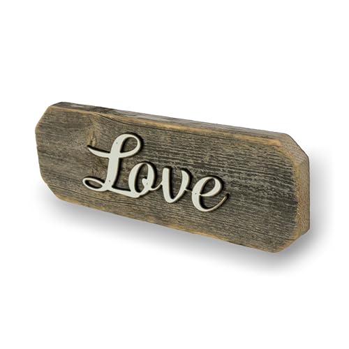 3D Sign, Made in USA, 100% Authentic Weathered Wood, Farmhouse Decor, Wall Art, Rustic Sign, Living Room Decor (Weathered Grey Back, Love)