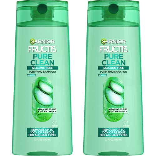 Garnier Fructis Pure Clean Purifying Shampoo, Silicone-Free, 22 Fl Oz, 2 Count (Packaging May Vary)