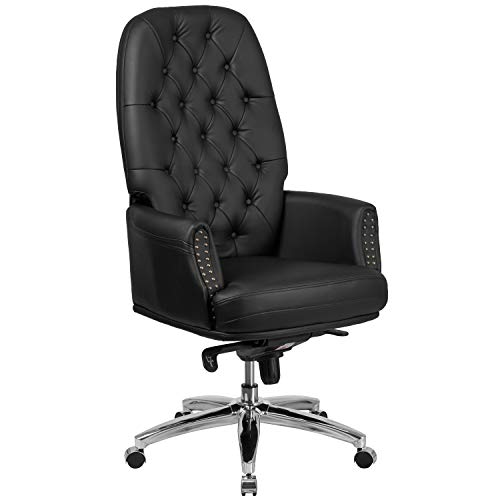 Flash Furniture Hansel High Back Traditional Tufted Black LeatherSoft Multifunction Executive Swivel Ergonomic Office Chair with Arms