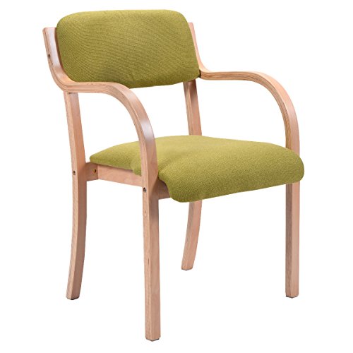 COSTWAY Modern Bentwood Arm Dining Chair Accent Chair Upholstered Home Room Furniture (1, Green)