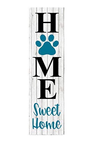 24 Inch (2 Foot Tall) Paw Print Home Sweet Home Vertical Indoor Wood Print Sign