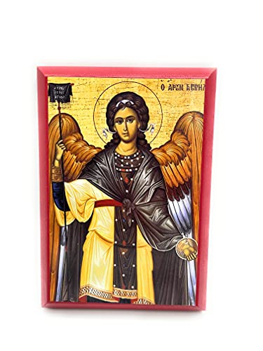 Wooden Greek Orthodox Christian Icon Saint Archangel Gabriel (4.5" x 6.5")