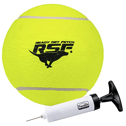 Franklin Pet Supply Ready Set Fetch Oversized Dog Tennis Ball - 8.5" Jumbo Size - Pump Included